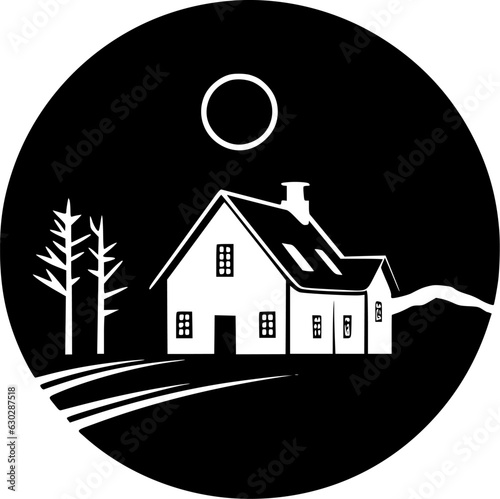 Farmhouse - Minimalist and Flat Logo - Vector illustration
