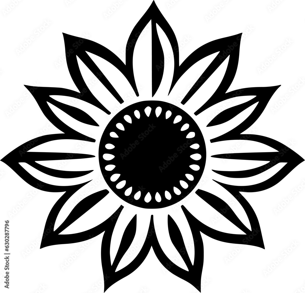 Flower | Black and White Vector illustration Flower | Black and White Vector illustration