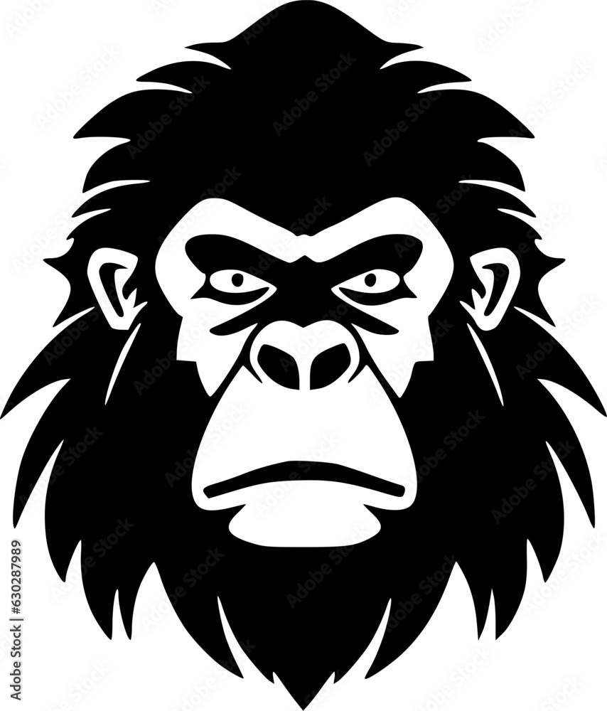 Gorilla - Black and White Isolated Icon - Vector illustration