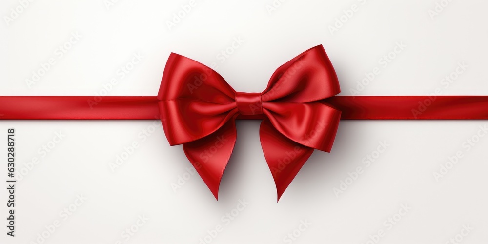 red bow on white background - obrazy, fototapety, plakaty 