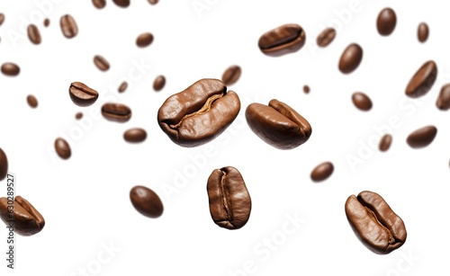 Coffee Bean flying on white background  3d illustration. 