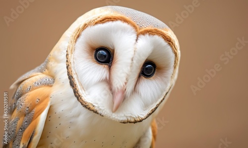Tyto alba head, a common barn owl. close up.  © MstAsma