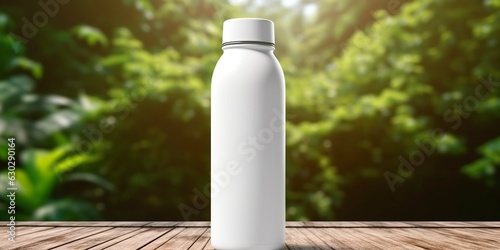 White Blank bottle Mockup with natural theme background. 