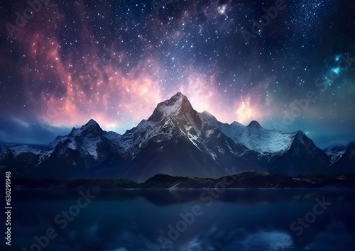The milky rising in the night sky over the mountains  landscapes 