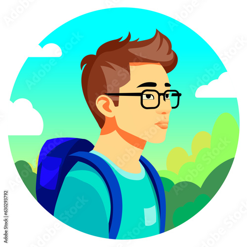 Icons with faces of male character. Young man hair color, portrait for social media and web design, isolated art flat. Personalizing profiles. Asian, indian, caucasian man isolated vector illustration