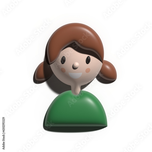 Cartoon avatar ginger girl 3D rendering