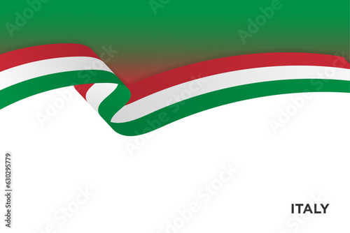 Waving Italian Flag Background Template with copy space. Flag of Italy. Editable Vector Illustration. EPS 10.
