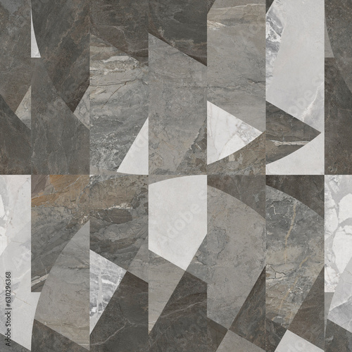 Beautiful patchwork pattern. Mixed of white, grey and dark grey marbles.