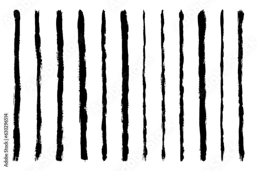 Set of black striped brush strokes. Ink stripes isolated on white background. Lines design elements. Vector illustration, eps 10.