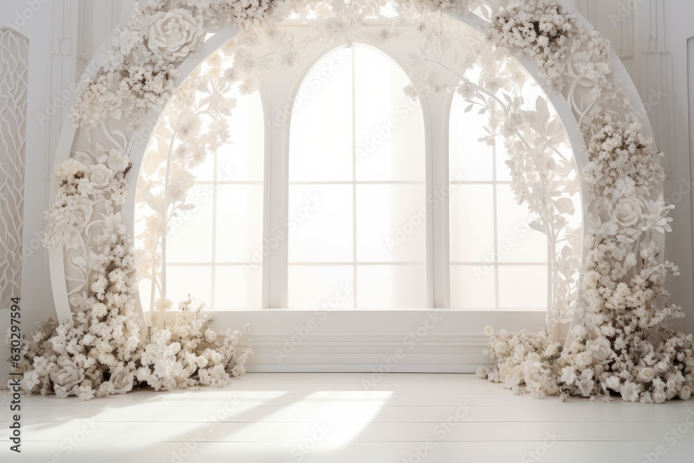 wedding arch with flowers for wedding ceremony