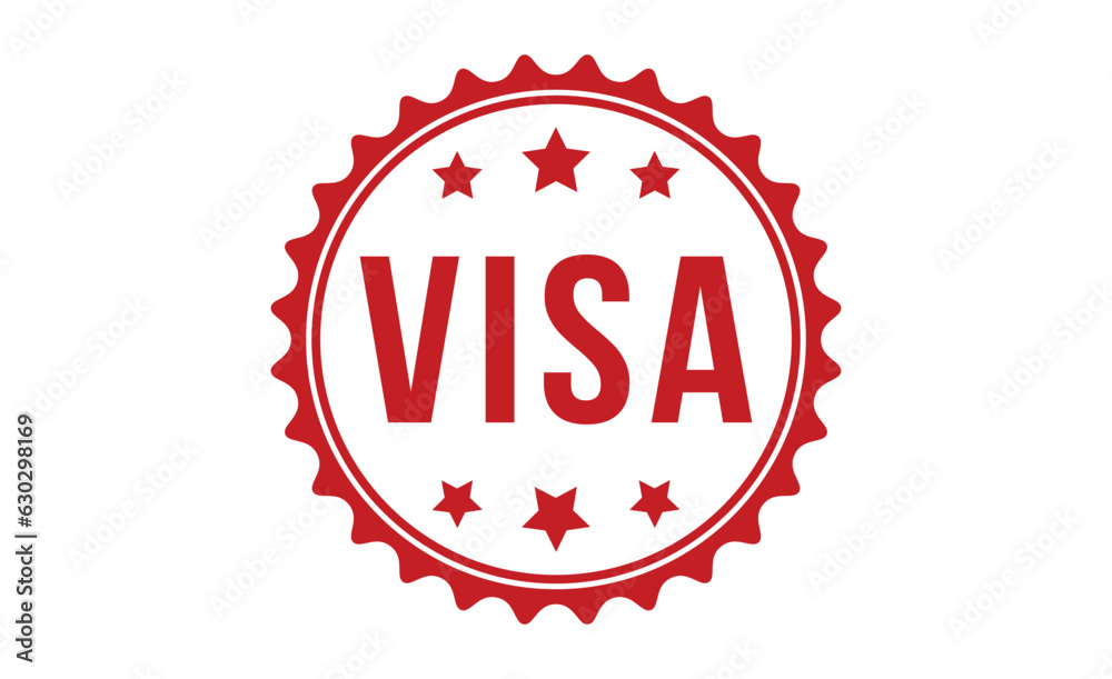 Visa stamp red rubber stamp on white background. Visa stamp sign. Visa stamp.