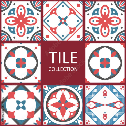 Tile seamless pattern collection design. With colourful motifs. Vector illustration EPS10.