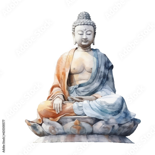 Buddha sculpture watercolor illustration  generative AI