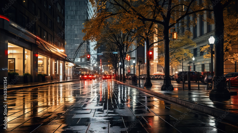 city street at night without traffic