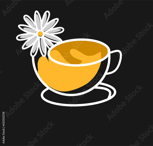 chamomile tea icon on black background