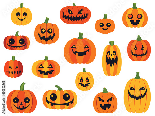 Halloween Carved Pumpkins Set