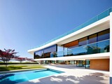 modern building with pool