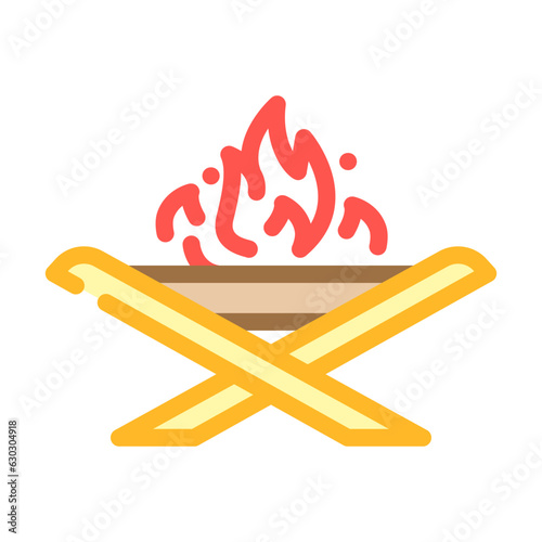 foldable fire pit glamping color icon vector. foldable fire pit glamping sign. isolated symbol illustration