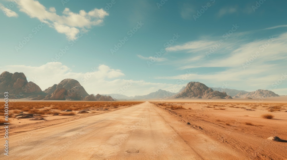 Empty asphalt road, Adventure road in desert - obrazy, fototapety, plakaty 