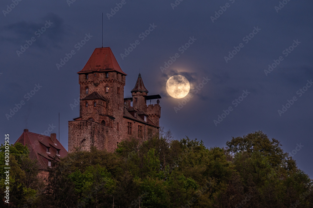 Burg Berwartstein mit Vollmond