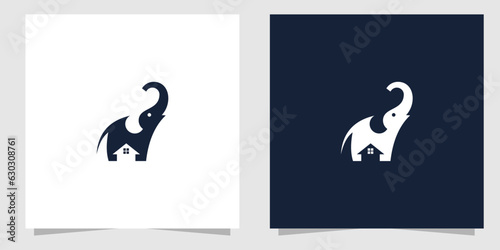 elephant with home logo design