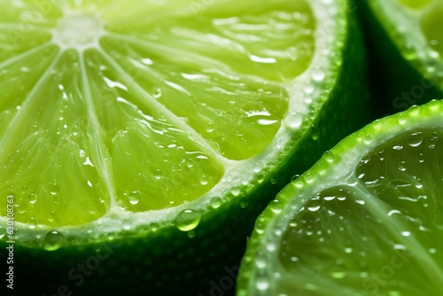 Green Lemon Slice Close-up Background Image