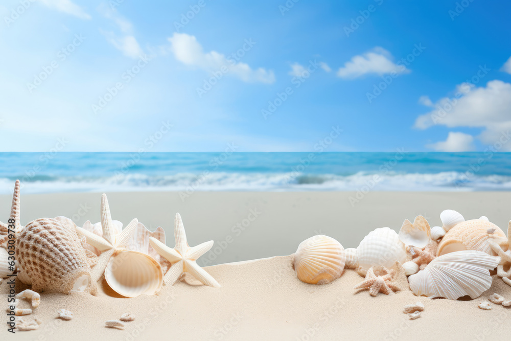 seashells on the beach setting for product display seashells on the beach setting for product display
