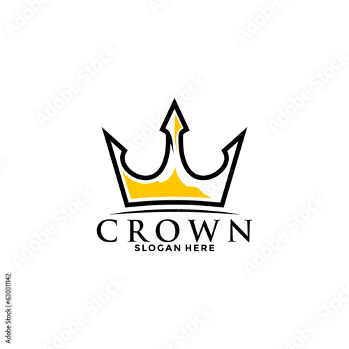 Crown Premium style logo symbol. Royal king icon. Modern luxury brand element sign. Vector illustration.