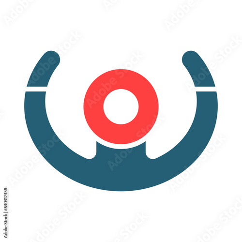 Plane Steering Wheel Glyph Two Color Icon Design