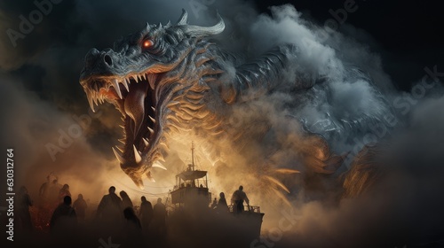 sea fire-breathing dragon from the abyss © Aliaksei