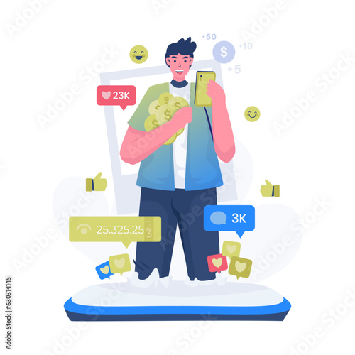 Earn money monetize social media illustration