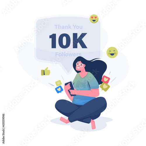 Thank you follower social media illustration