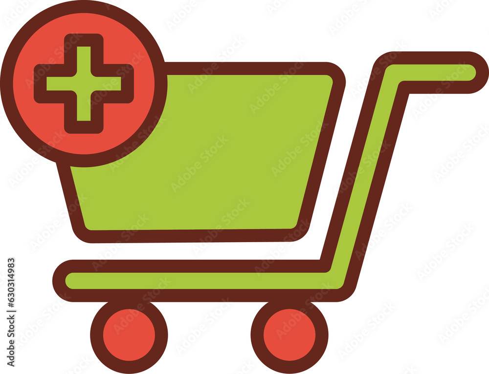 shopping cart add on order flat icon 3 colors. shopping cart add on order flat icon 3 colors.