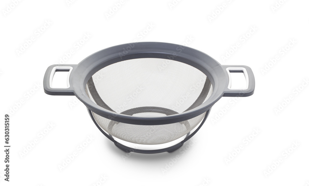 White plastic cooking colander or strainer with handles on transparent background. White plastic cooking colander or strainer with handles on transparent background.