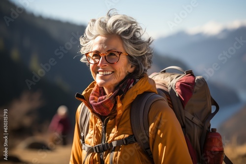 Kobieta podczas wędrówki w górach, na łonie natury, wygenerowane przez AI © Zero
