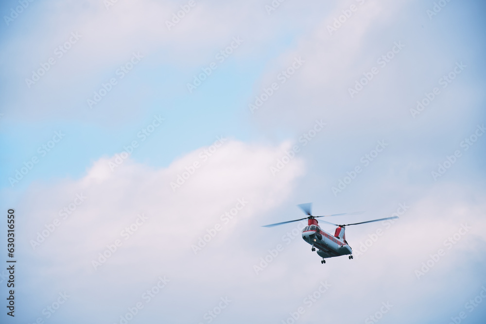 rescue helicopter, in training to rescue people