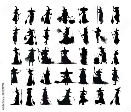 Witch silhouette halloween element clip art icon