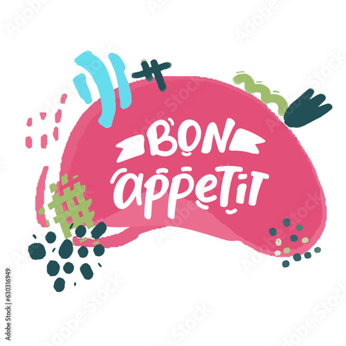 Vector Bon Appetit lettering. Food lettering. Calligraphic text