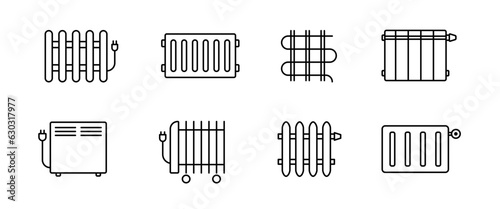 Radiator, heater icon.  Warm heater heating icons collection. Radiator heat, heater icons. Stock vector