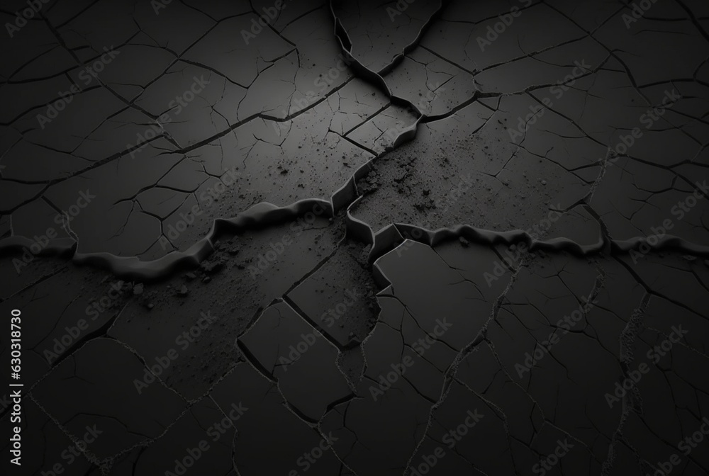 black cracked cement texture background. generative ai - obrazy, fototapety, plakaty 