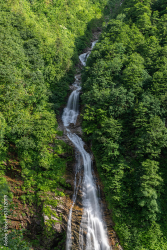 Tikço (bridal veil) Waterfall. Long exposure waterfall photos. Waterfalls in Türkiye. Ayder, Rize Türkiye. 