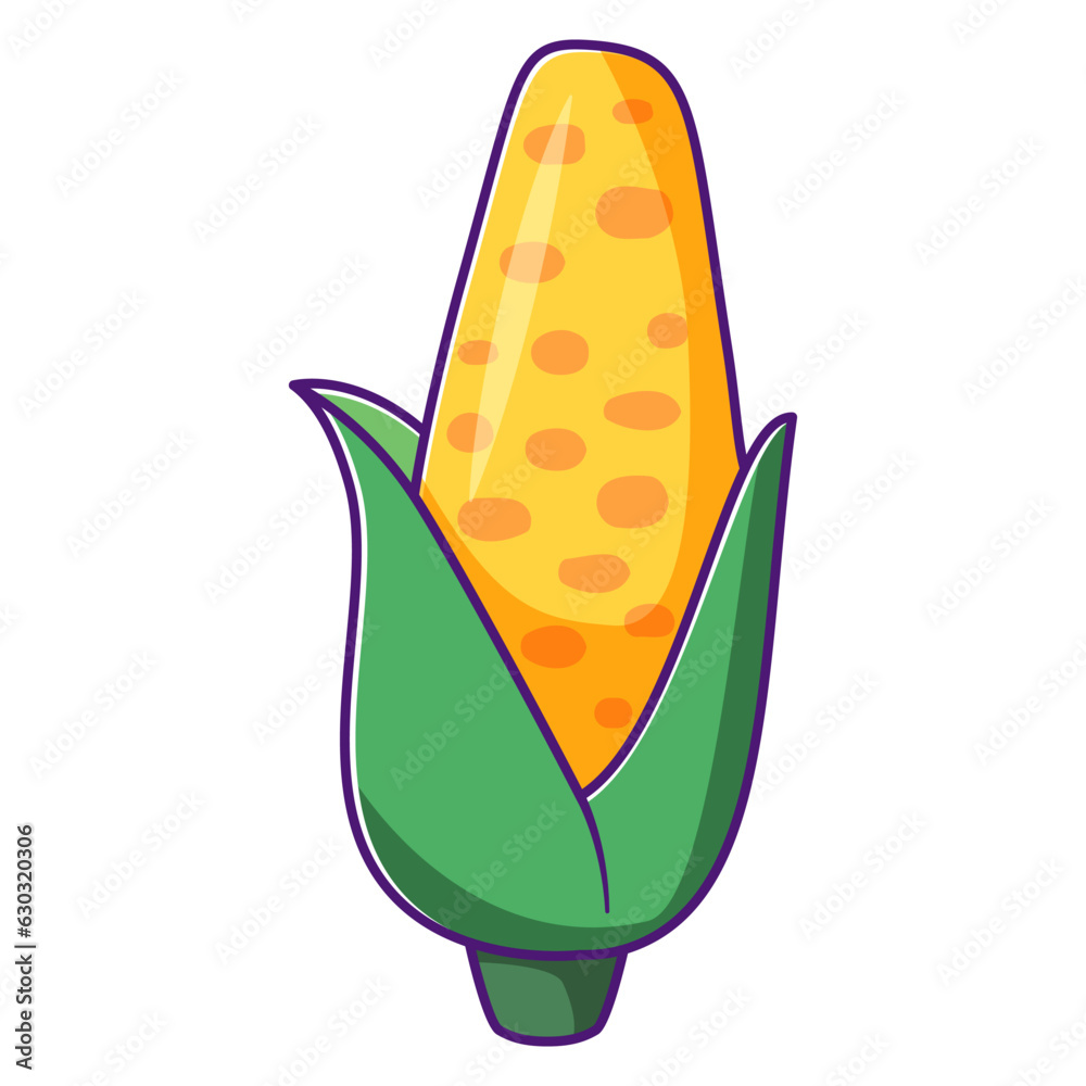 Corn vegetables concept. An ear of corn.Isolated on white background.Vegetarianism and veganism food.Line art vector illustration. Corn vegetables concept. An ear of corn.Isolated on white background.Vegetarianism and veganism food.Line art vector illustration.