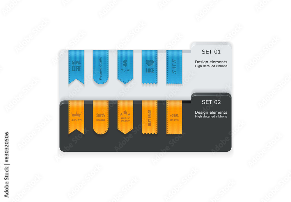 Data Call Ribbon Image Vector design elements - high detailed ribbons with promotion data ...