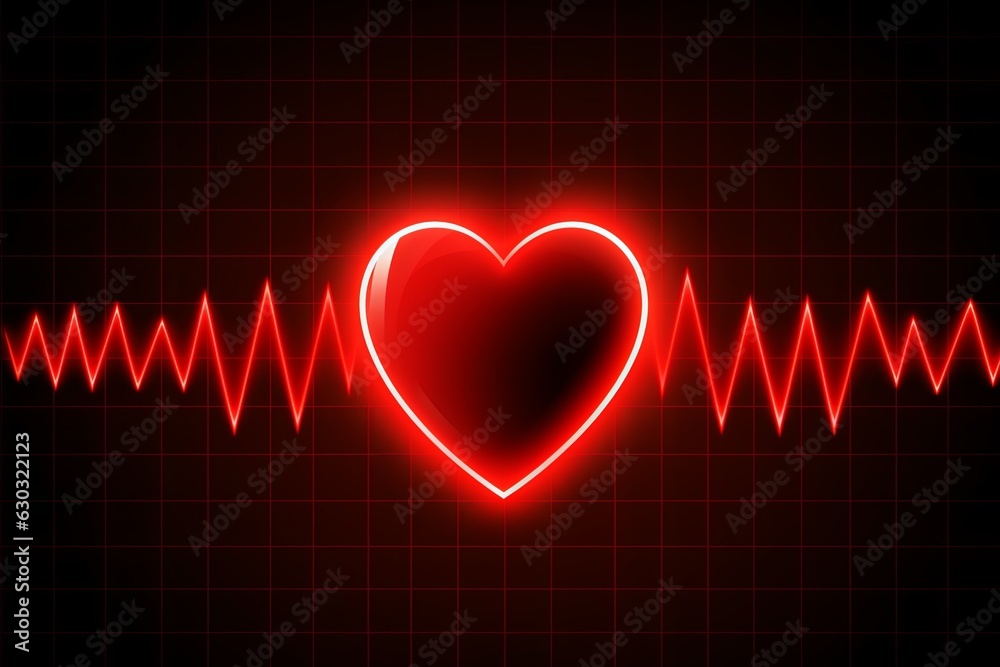 Abstract heart and digital cardiogram curve as a symbol of cardiovascular health. Background