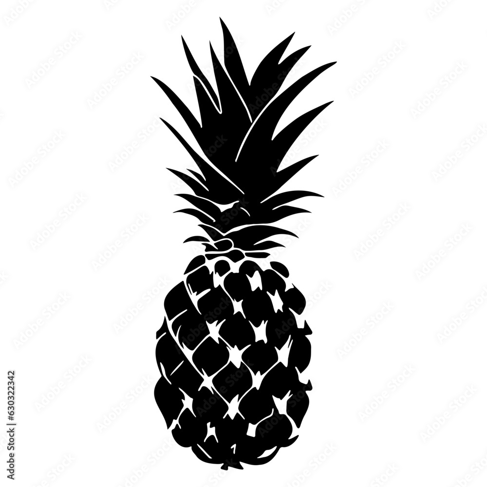 Obraz premium Pineapple silhouette icon isolated. Vector illustration
