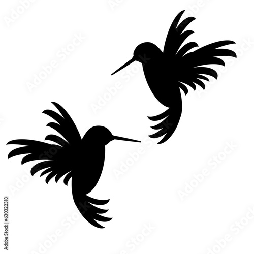 silhouette abstract flying hummingbirds isolated on white background illustration