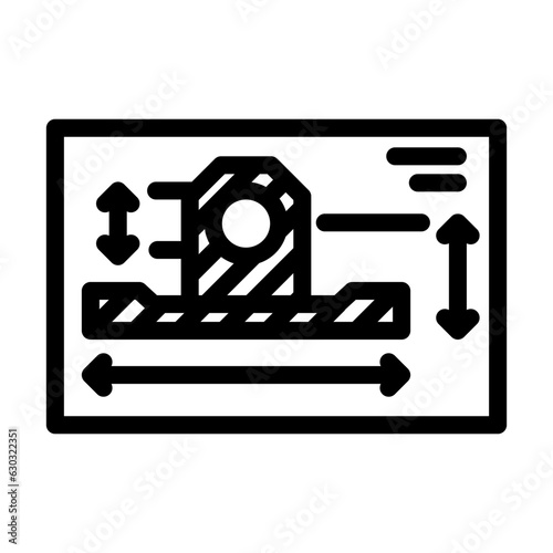 technical drawing mechanical engineer line icon vector. technical drawing mechanical engineer sign. isolated contour symbol black illustration