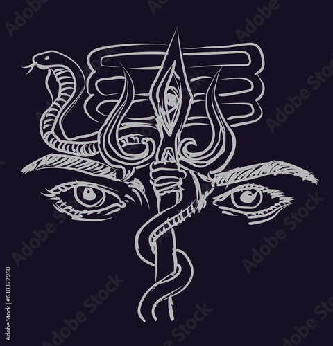 lord shiva eye trishul tattoo with snake