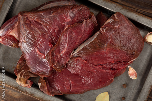 Quadro su tela Fresh, raw wild boar meat