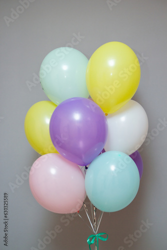 multi-colored balloons on a white background, the inscription "Happy birthday